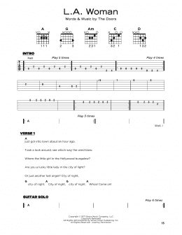 page one of L.A. Woman (Really Easy Guitar)