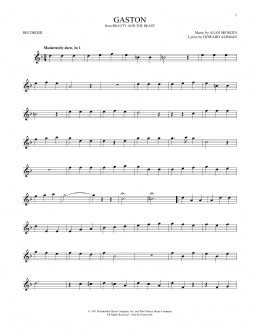 page one of Gaston (from Beauty And The Beast) (Recorder Solo)