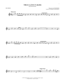 page one of True Love's Kiss (from Enchanted) (Recorder Solo)