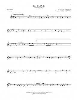 page one of So Close (from Enchanted) (Recorder Solo)