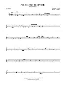 page one of We Belong Together (from Toy Story 3) (Recorder Solo)