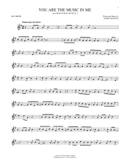 page one of You Are The Music In Me (from High School Musical 2) (Recorder Solo)