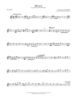 page one of Belle (from Beauty And The Beast) (Recorder Solo)