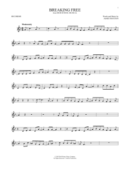page one of Breaking Free (from High School Musical) (Recorder Solo)