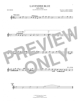 page one of Lavender Blue (Dilly Dilly) (from So Dear To My Heart) (Recorder Solo)