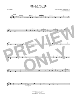 page one of Bella Notte (This Is The Night) (from Lady And The Tramp) (Recorder Solo)
