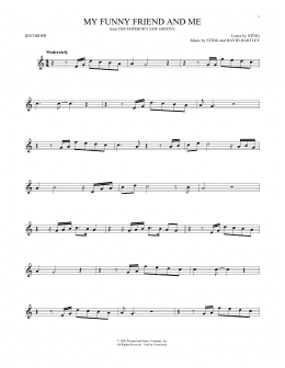 page one of My Funny Friend And Me (from The Emperor's New Groove) (Recorder Solo)