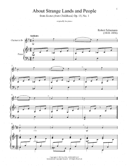 page one of Of Strange Lands And People, Op. 15, No. 1 (Clarinet and Piano)