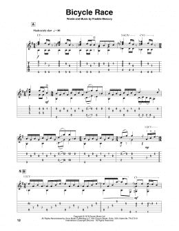 page one of Bicycle Race (Solo Guitar)