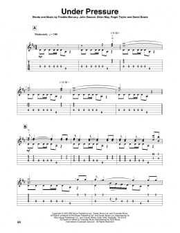 page one of Under Pressure (Solo Guitar)