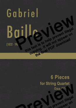 page one of Baille - 6 Pieces for String Quartet