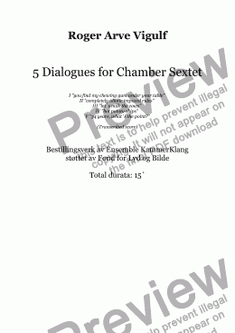 page one of Vigulf - 5 Dialogues for Chamber Sextet - 1.Mvt.