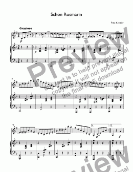 page one of Fritz Kreisler - Schön Rosmarin for trumpet Bb & piano