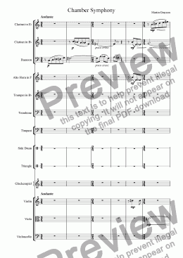 page one of Chamber Symphony for 9 Sustained Instruments and Percussion