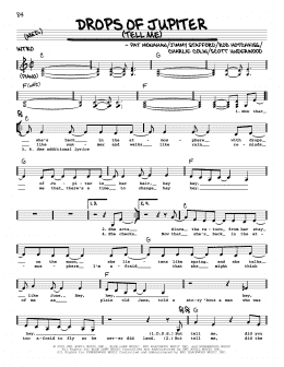 page one of Drops Of Jupiter (Tell Me) (Real Book – Melody, Lyrics & Chords)