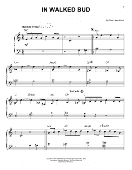 page one of In Walked Bud (Very Easy Piano)