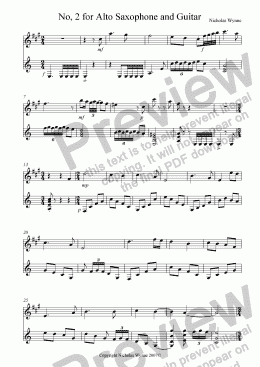 page one of No, 2 for Alto Saxophone and Guitar