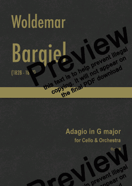 page one of Bargiel - Adagio in G major for Cello & Orchestra