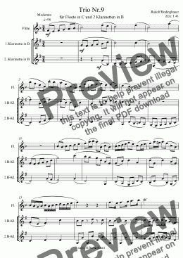 page one of Trio Nr.9 für Flöte in C und 2 Klarinetten in B