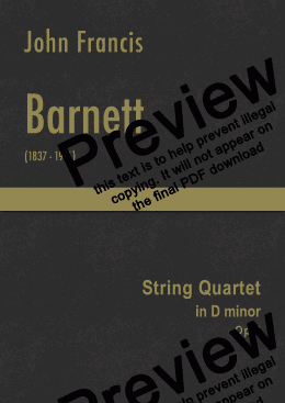 page one of Barnett - String Quartet in D minor