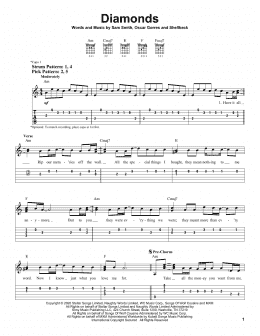 page one of Diamonds (Easy Guitar Tab)