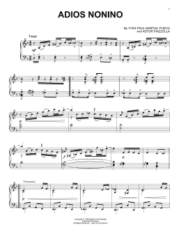 page one of Adios Nonino (Piano Solo)