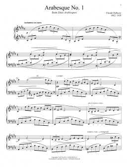page one of Arabesque No. 1 (Piano Solo)