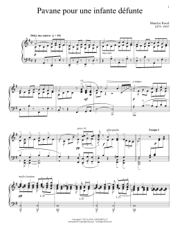 page one of Pavane Pour Une Infante Defunte (Piano Solo)