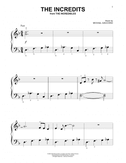 page one of The Incredits (from The Incredibles) (Beginning Piano Solo)