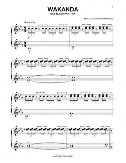 page one of Wakanda (from Black Panther) (Beginning Piano Solo)