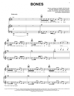 page one of Bones (Piano, Vocal & Guitar Chords (Right-Hand Melody))