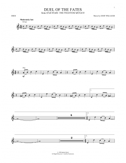 page one of Duel Of The Fates (from Star Wars: The Phantom Menace) (Oboe Solo)