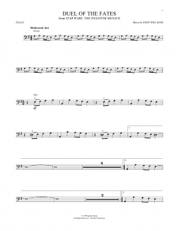 page one of Duel Of The Fates (from Star Wars: The Phantom Menace) (Cello Solo)