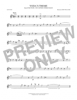 page one of Yoda's Theme (from Star Wars: The Empire Strikes Back) (Alto Sax Solo)