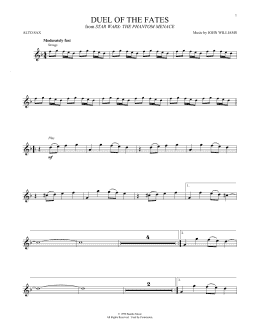 page one of Duel Of The Fates (from Star Wars: The Phantom Menace) (Alto Sax Solo)