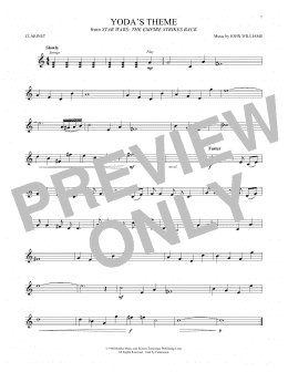 page one of Yoda's Theme (from Star Wars: The Empire Strikes Back) (Clarinet Solo)