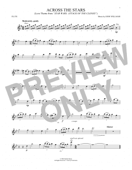page one of Across The Stars (from Star Wars: Attack Of The Clones) (Flute Solo)