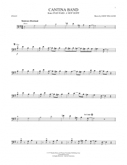page one of Cantina Band (from Star Wars: A New Hope) (Cello Solo)