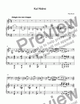 page one of M. Bruch - Kol Nidrei for 4-valves flugelhorn Bb & piano (arr.Nak)