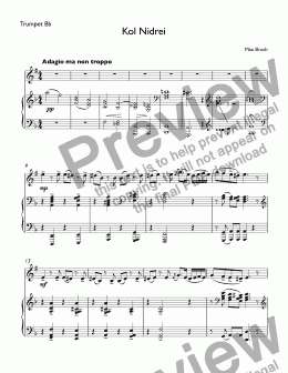page one of 	M. Bruch - Kol Nidrei for trumpet Bb & piano (arr.Dok)