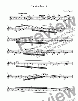 page one of Paganini - No. 17 (No,23)  in E-Flat Major  from 24 Caprices for Violin, Op. 1 for trumpet C
