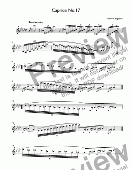 page one of Paganini - No. 17 (No,23) in E-Flat Major from 24 Caprices for Violin, Op. 1 for trumpet Bb
