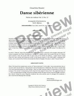 page one of Danse siberienne for Woodwind Quintet