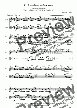 page one of 11. Les deux ménestrels (The two minstrels)  Duet for Flute and Viola from 'Les Deux'