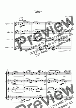 page one of Tabby - Saxophone Quartet