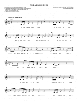 page one of Take A Chance On Me (Easy Lead Sheet / Fake Book)