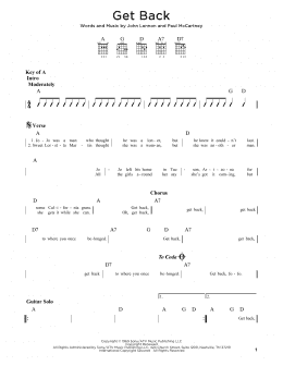 page one of Get Back (Guitar Rhythm Tab)