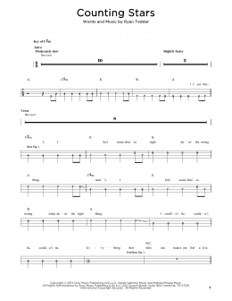 page one of Counting Stars (Easy Bass Tab)