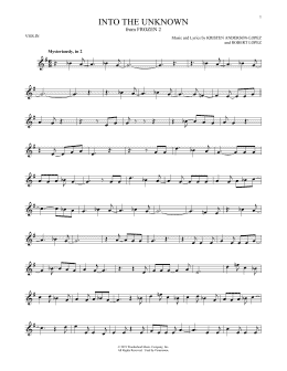 page one of Into The Unknown (from Disney's Frozen 2) (Violin Solo)