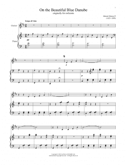 page one of The Beautiful Blue Danube, Op. 314 (Clarinet and Piano)